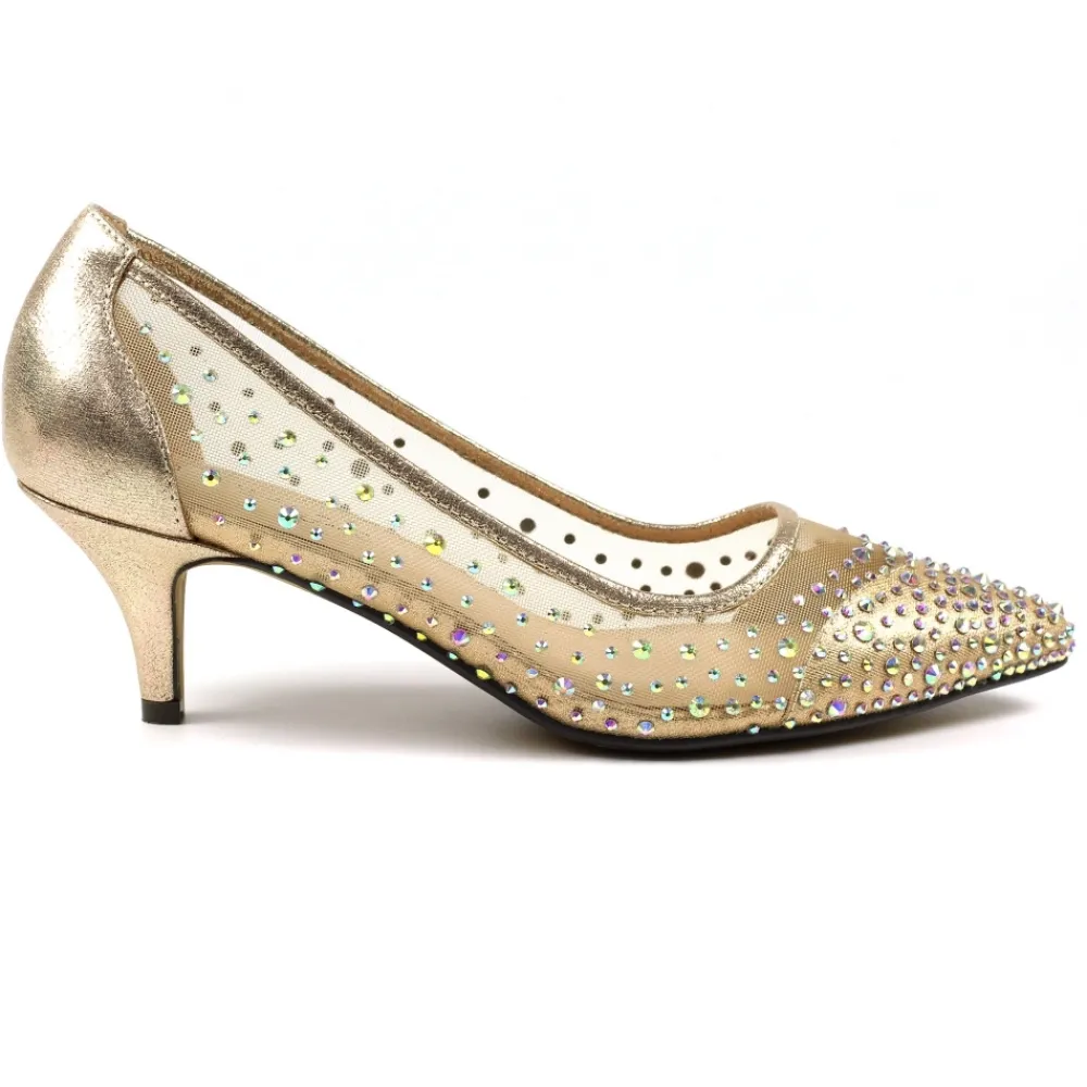 Shoes & Matching Bags | Courts-Lunar Shoes Alisha Gold Gemstone Kitten Heel