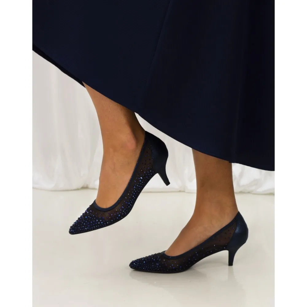 Shoes & Matching Bags | Courts-Lunar Shoes Alisha Navy Gemstone Kitten Heel