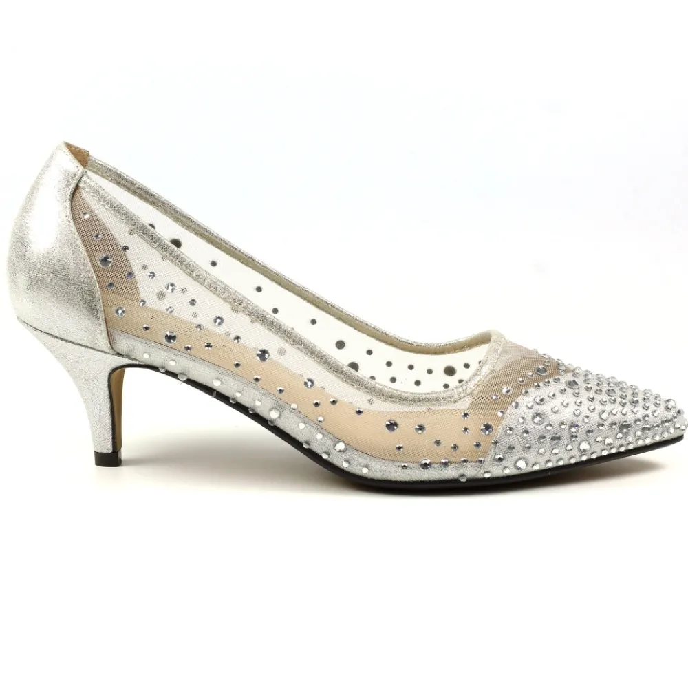 Shoes & Matching Bags | Courts-Lunar Shoes Alisha Silver Gemstone Kitten Heel