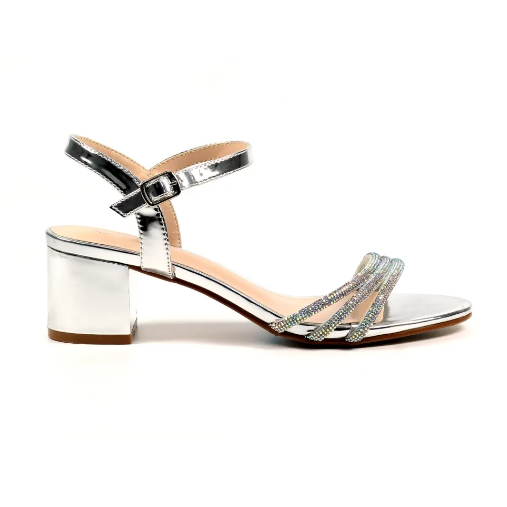 Heels | Peep Toe-Lunar Shoes Amie Silver Sandal