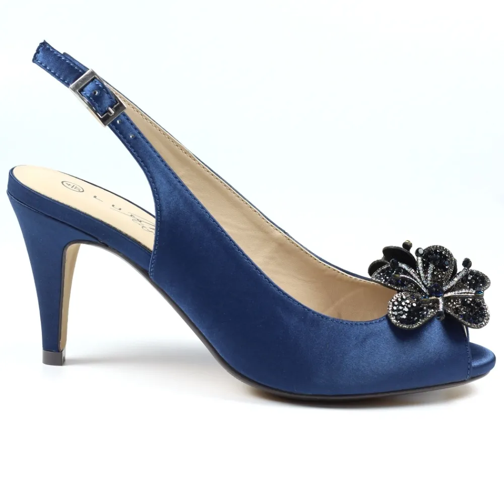 Shoes & Matching Bags | Peep Toe-Lunar Shoes Ankara Navy Peep Toe Slingback