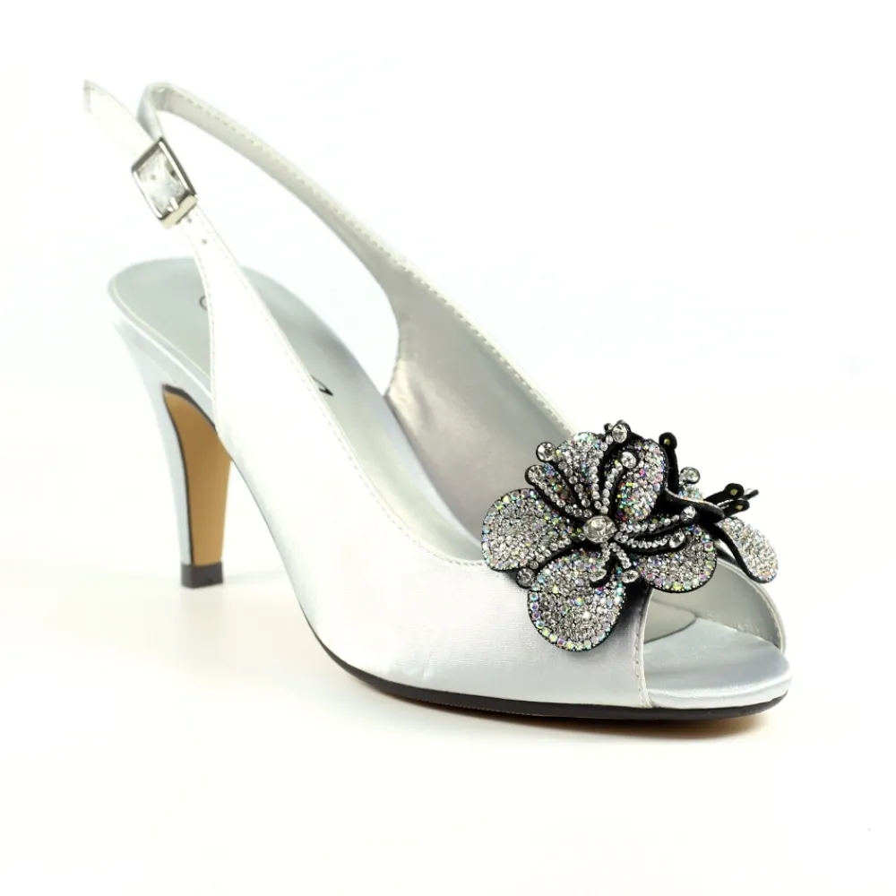 Shoes & Matching Bags | Peep Toe-Lunar Shoes Ankara Silver Peep Toe Slingback