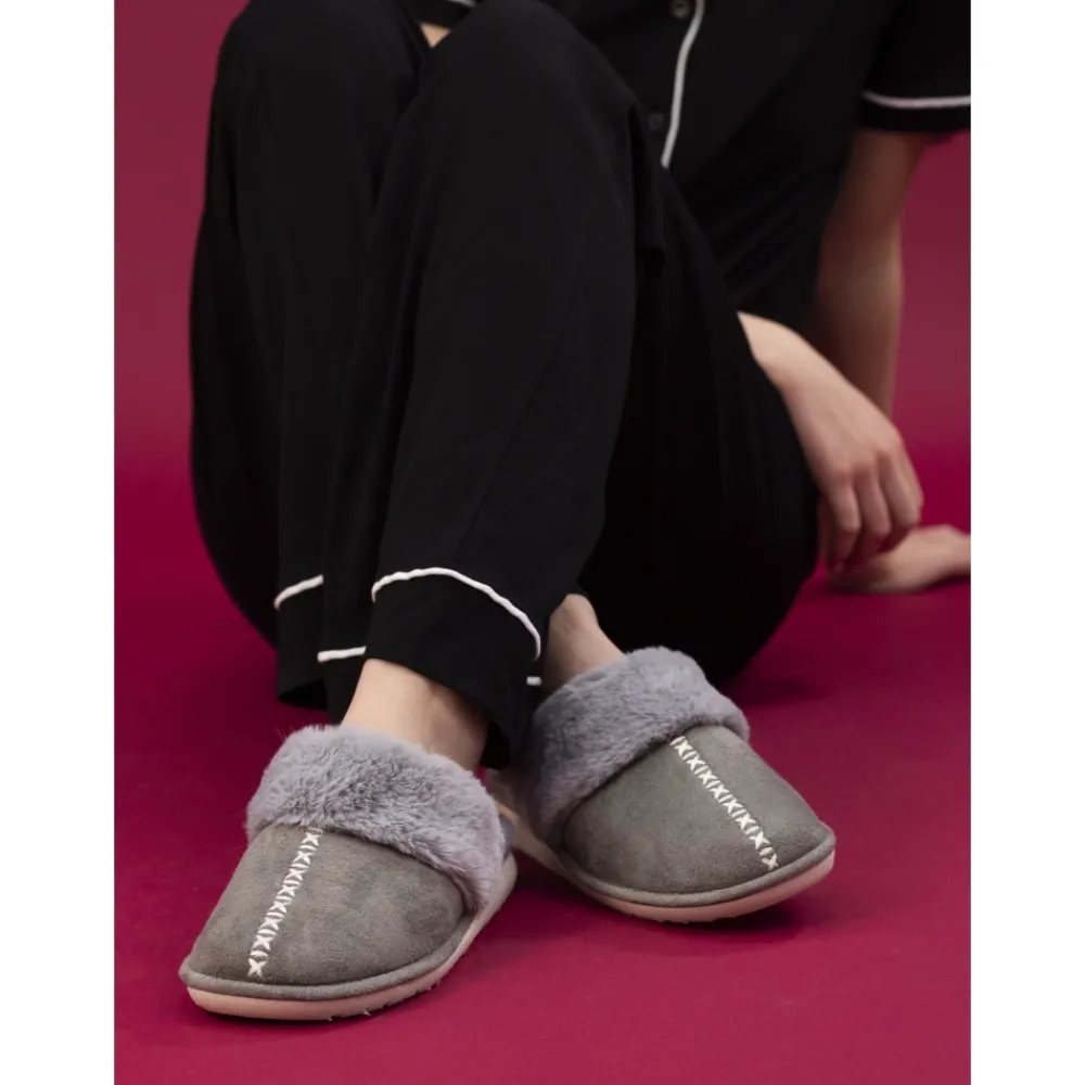 Womens Slippers | Slip-on-Lunar Shoes Aphrodite Grey Mule Slipper