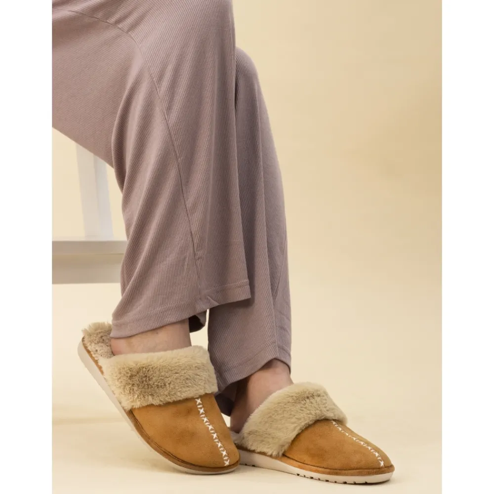 Womens Slippers | Slip-on-Lunar Shoes Aphrodite Tan Mule Slipper