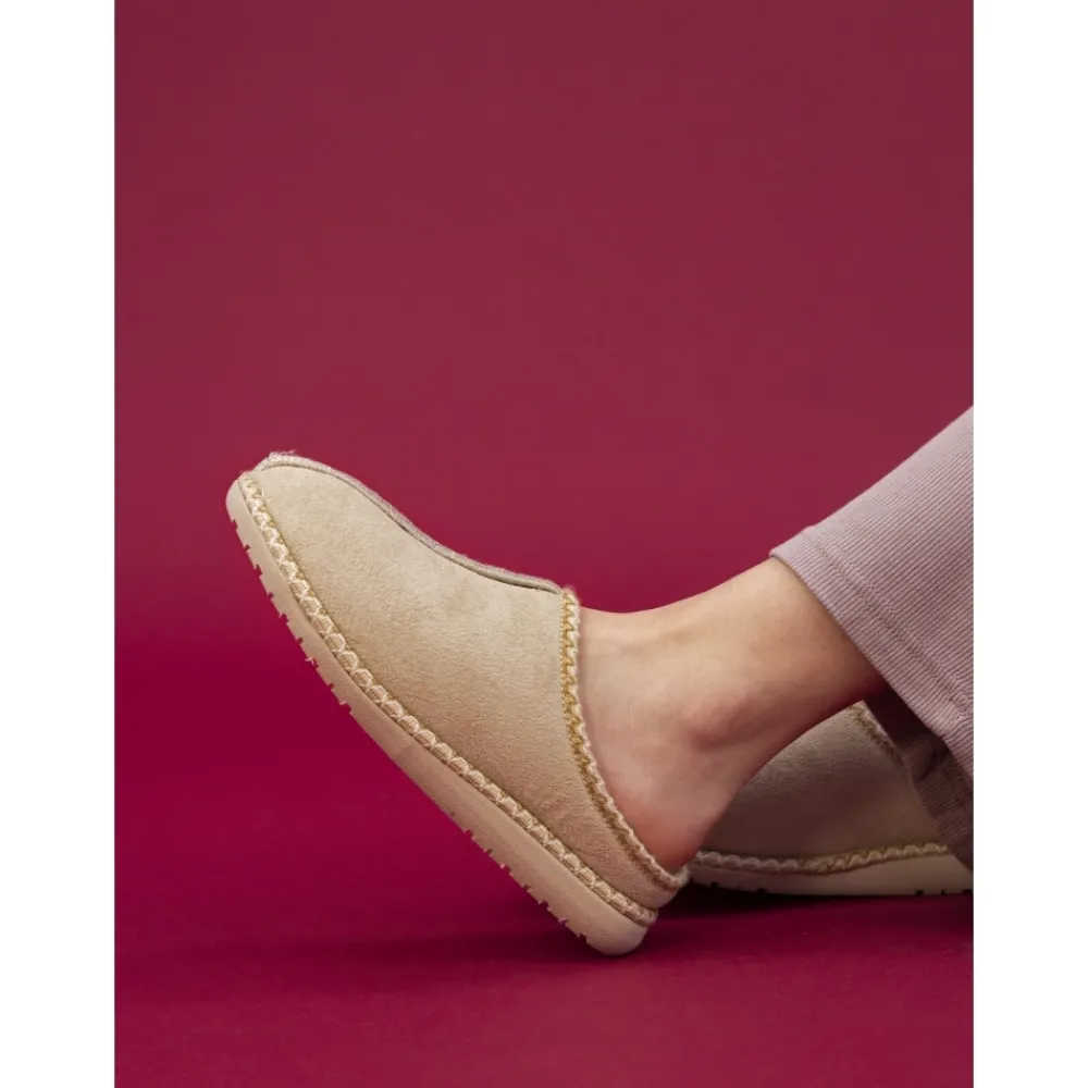 Womens Slippers | Slip-on-Lunar Shoes Apollonia Beige Mule Slipper