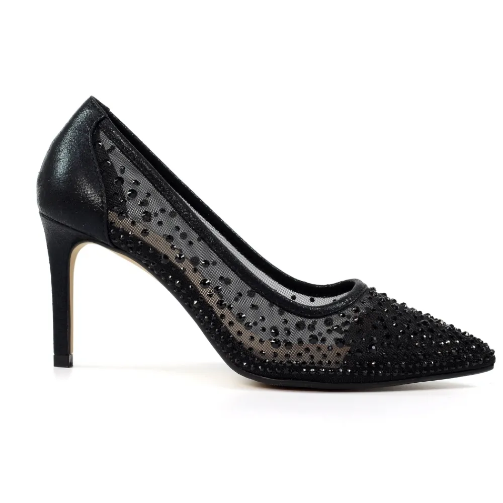 Shoes & Matching Bags | High Heels-Lunar Shoes Argo Black Mesh Court