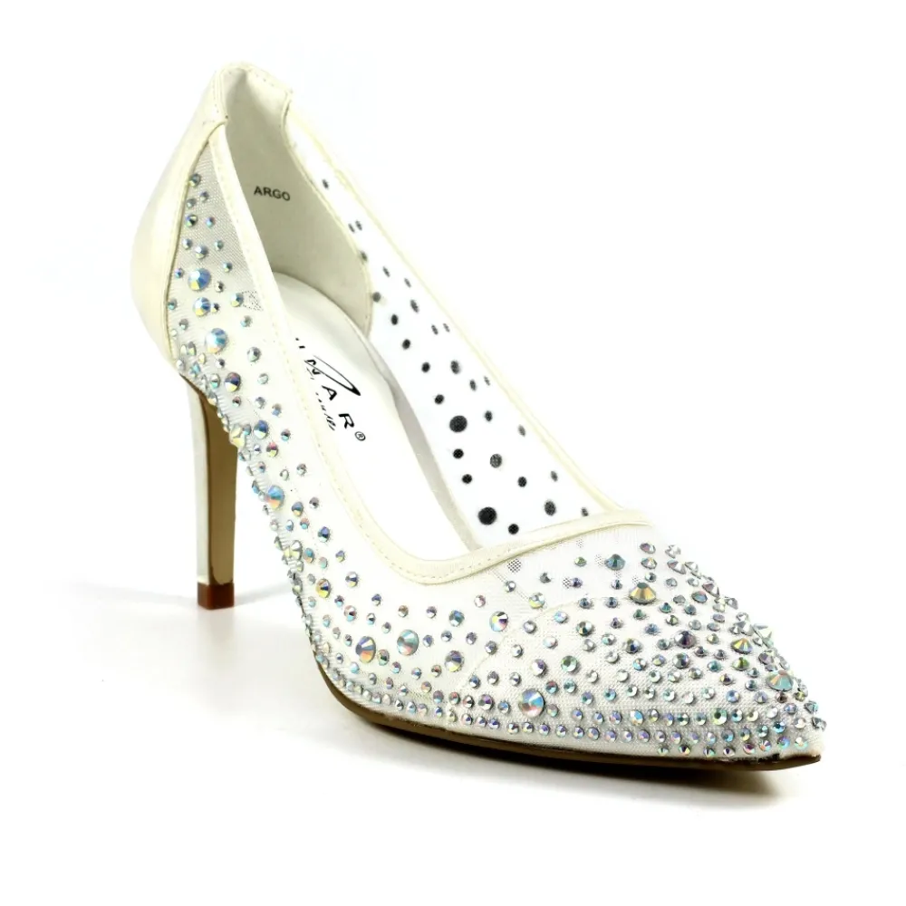 Courts | High Heels-Lunar Shoes Argo White Mesh Court