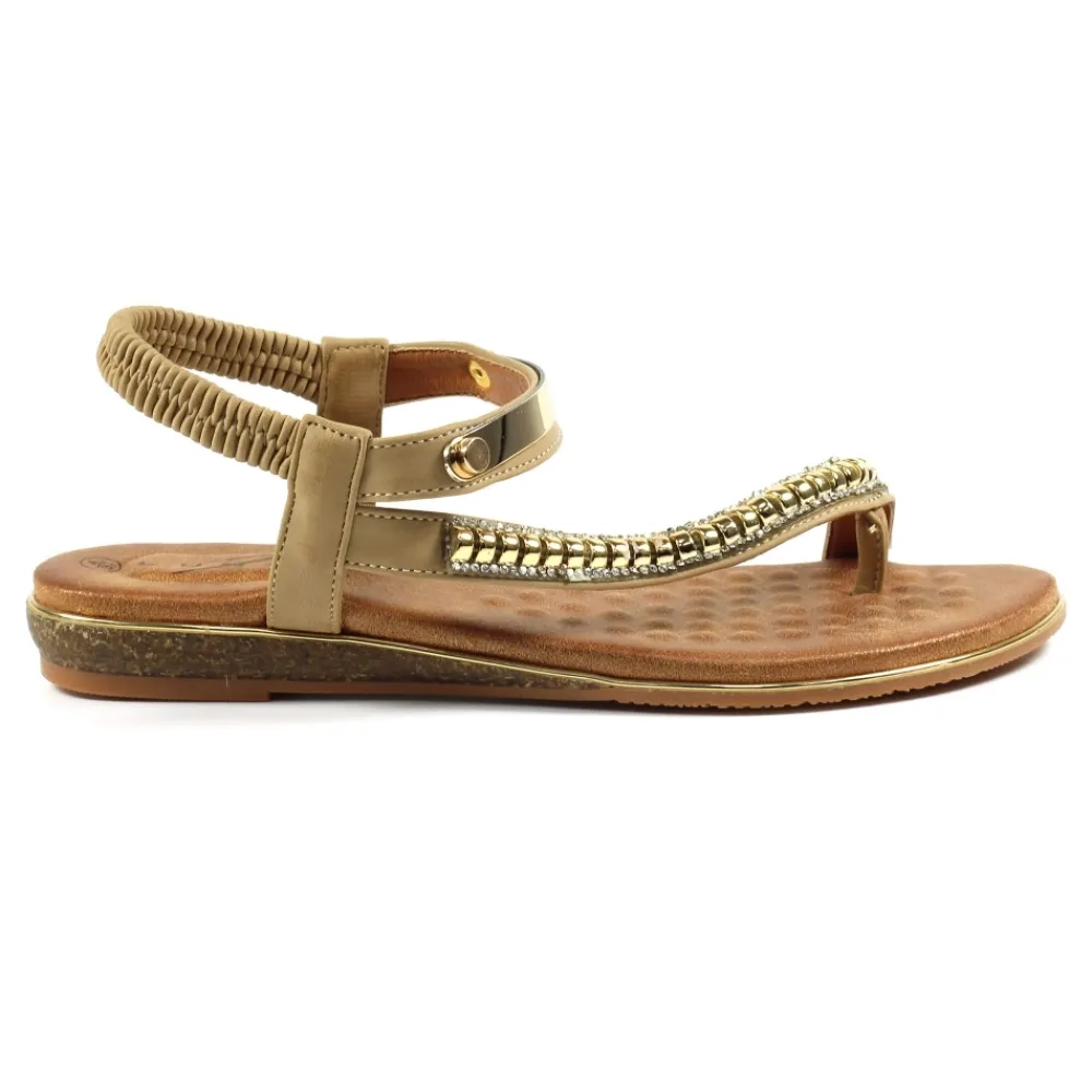 Elasticated | Toe Loop-Lunar Shoes Asia II Beige Sandal