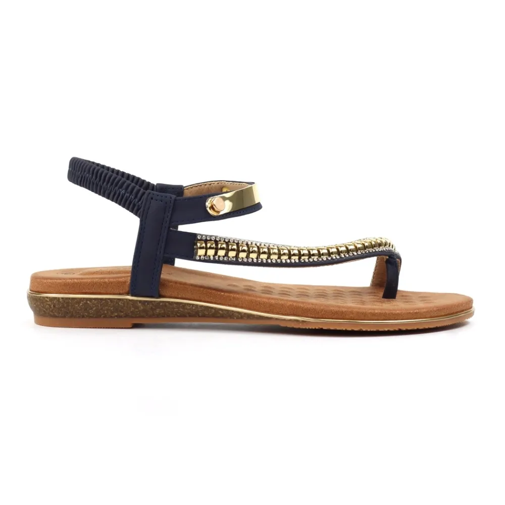 Elasticated | Toe Loop-Lunar Shoes Asia II Navy Sandal