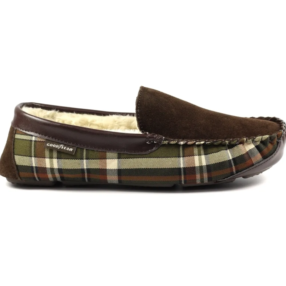 Mens Slippers-Lunar Shoes Attila Brown Suede Slipper