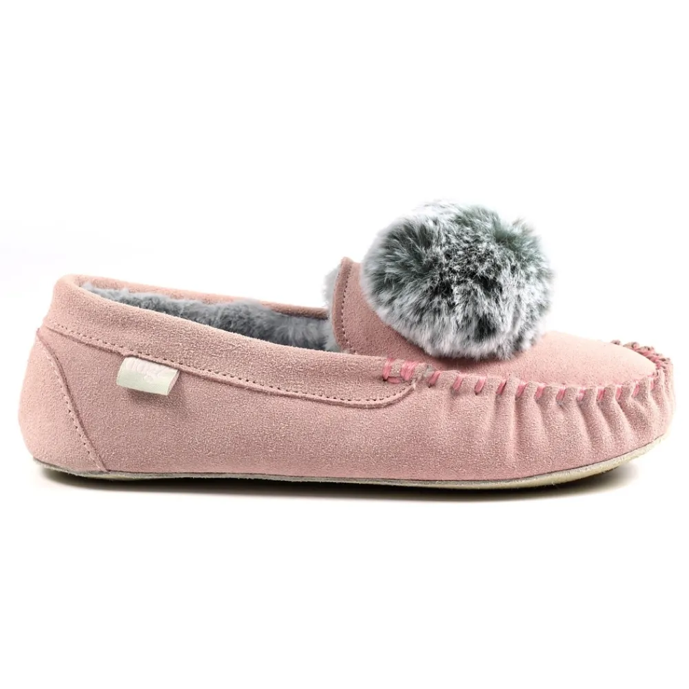 Womens Slippers | Moccasin-Lunar Shoes Bessie Pink Suede Slipper