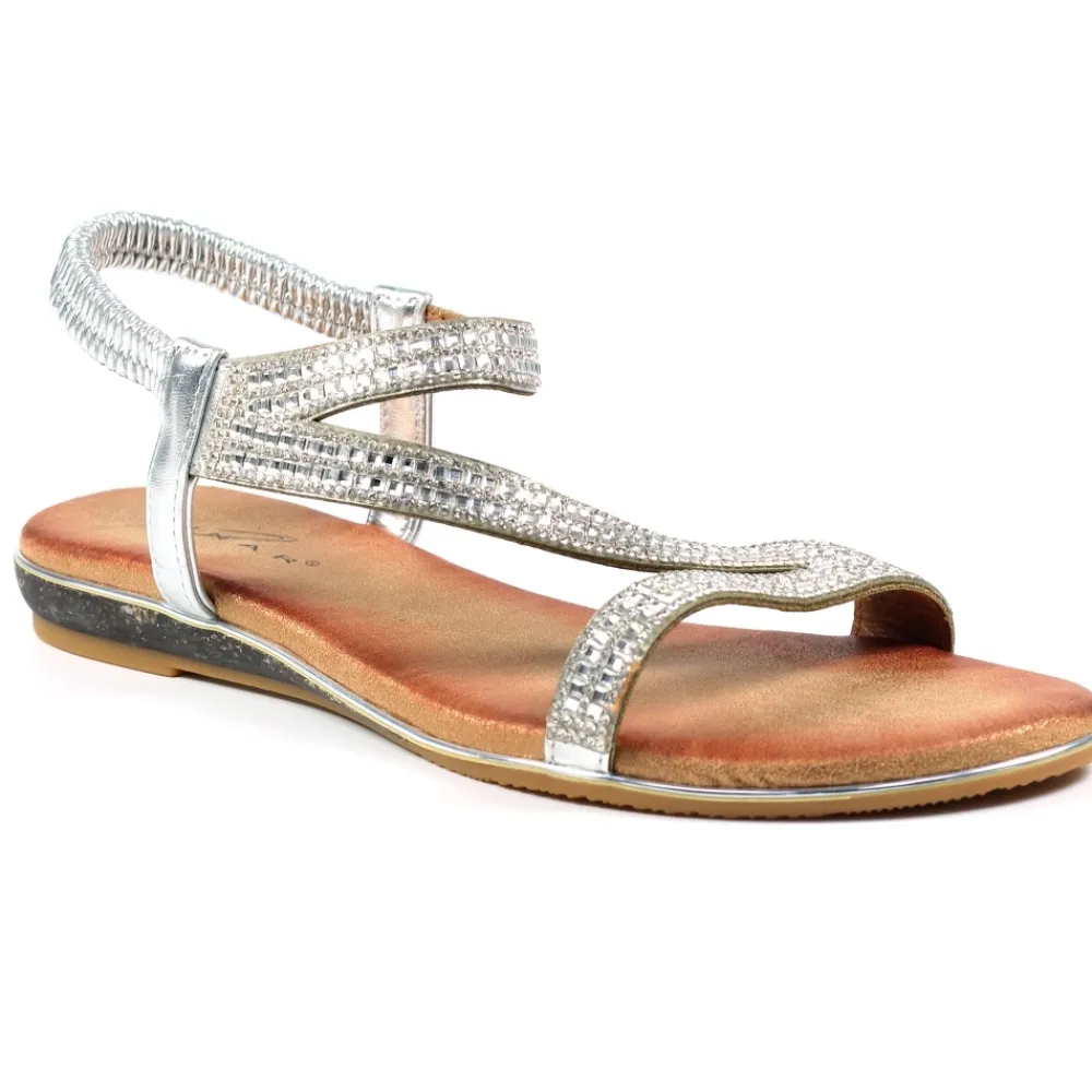 Elasticated-Lunar Shoes Blaise II Silver Sandal