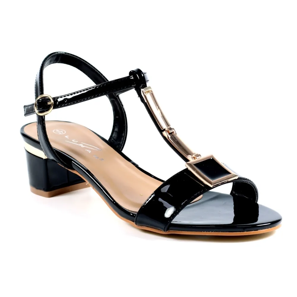 Heels | Peep Toe-Lunar Shoes Blaze Black Patent Sandal