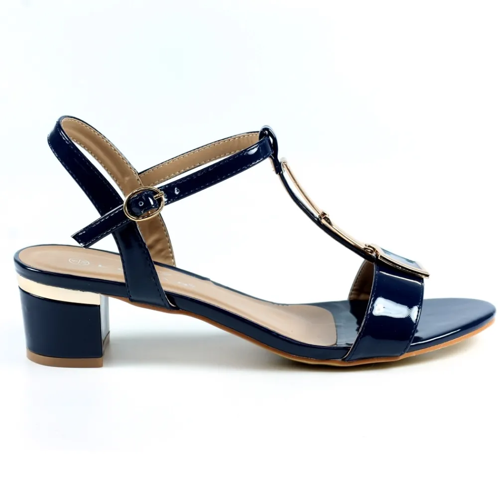 Heels | Peep Toe-Lunar Shoes Blaze Navy Patent Sandal