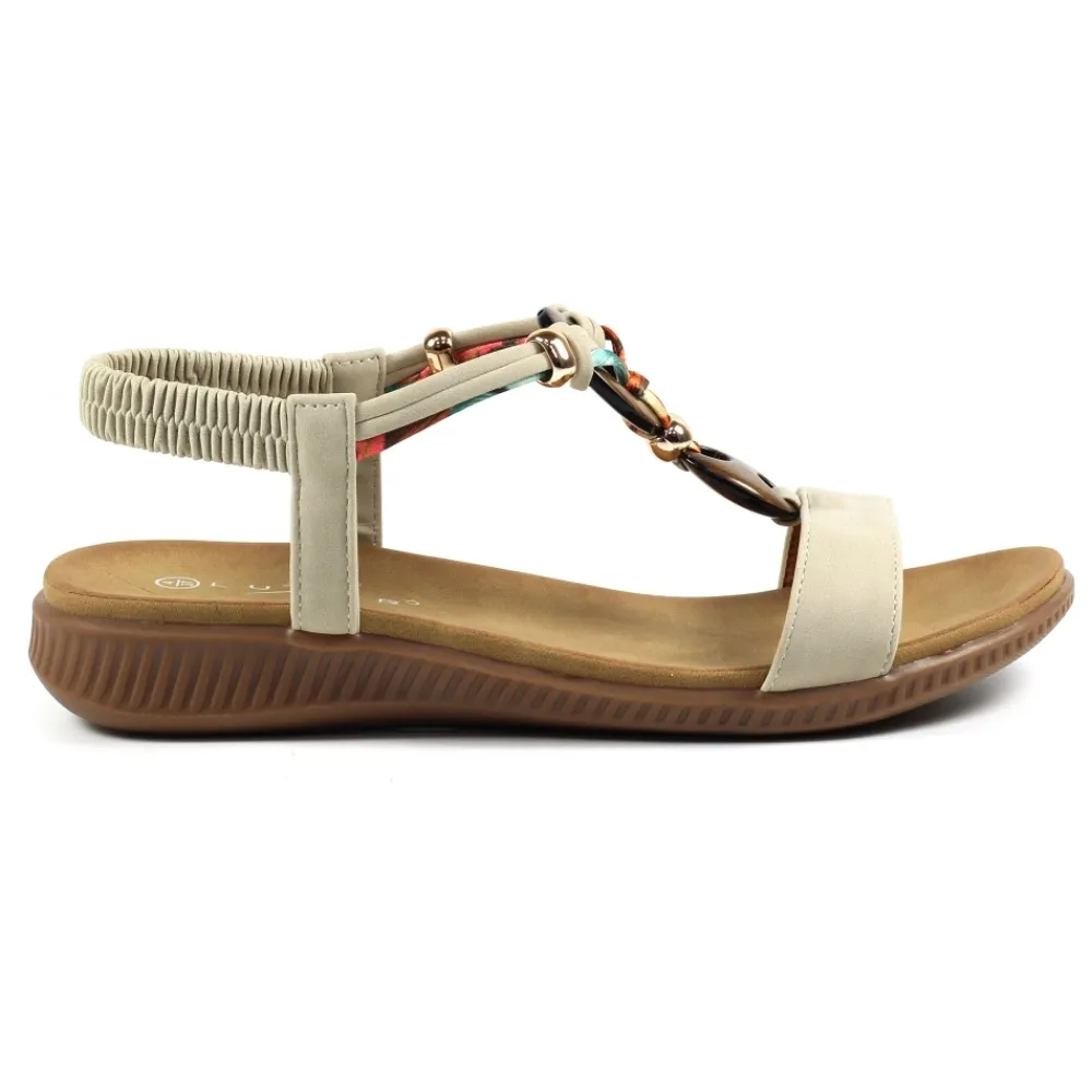 Elasticated-Lunar Shoes Brava Beige Sandal