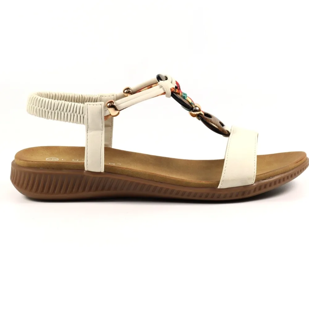 Elasticated-Lunar Shoes Brava White Sandal