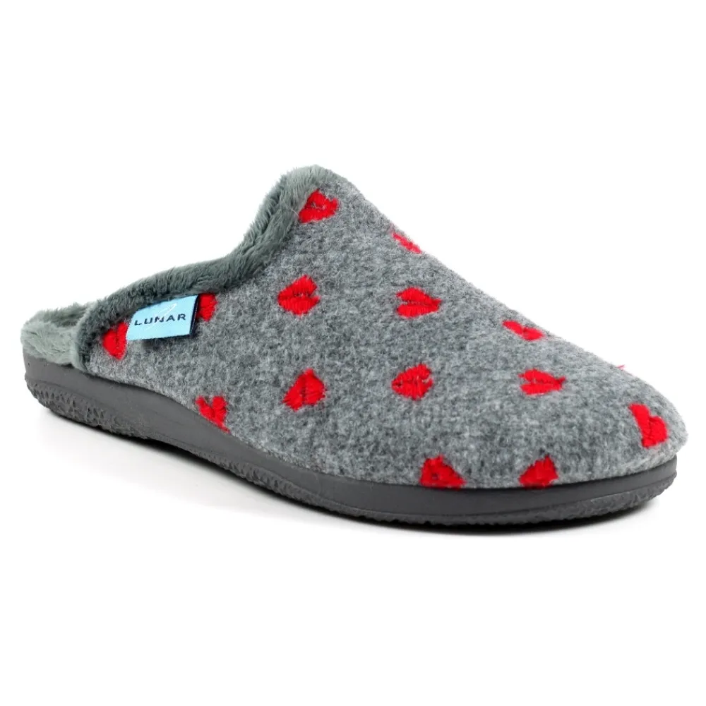 Slip-on | Mule-Lunar Shoes Bruna Grey Mule Slipper