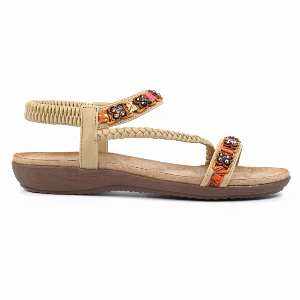 Elasticated-Lunar Shoes Carmen Beige Sandal