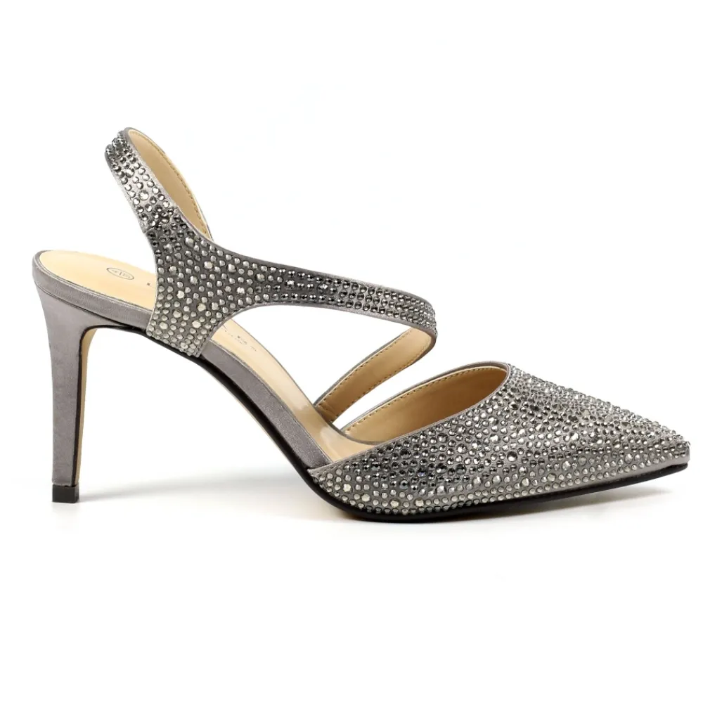 Shoes & Matching Bags | High Heels-Lunar Shoes Catalina Dark Grey Slingback Shoe