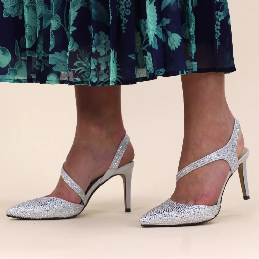 Shoes & Matching Bags | High Heels-Lunar Shoes Catalina Silver Slingback Shoe