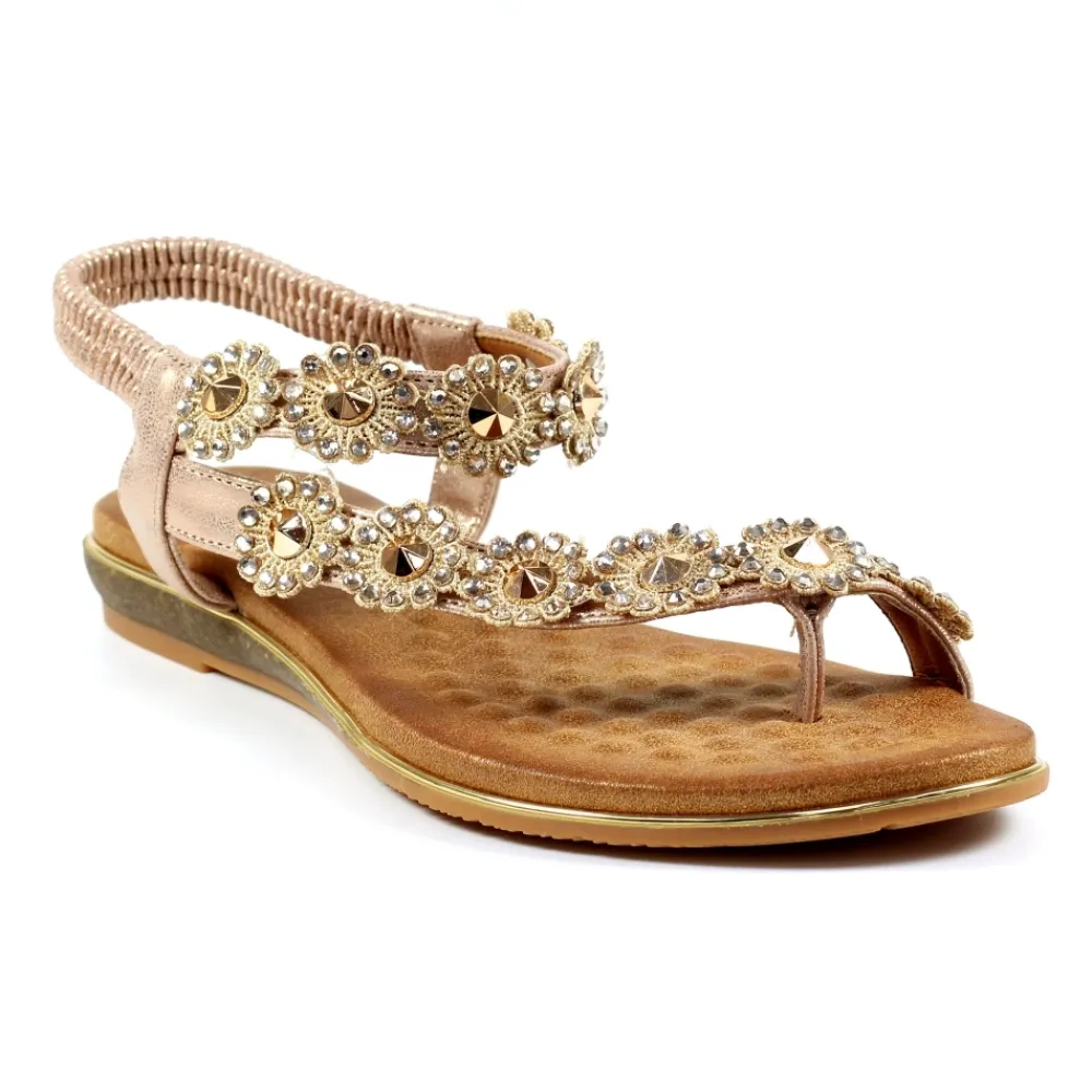 Elasticated | Toe Loop-Lunar Shoes Charlotte II Rose Gold Sandal