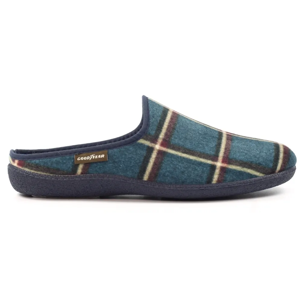 Mens Slippers | Slip-on-Lunar Shoes Checkmate Blue Slipper