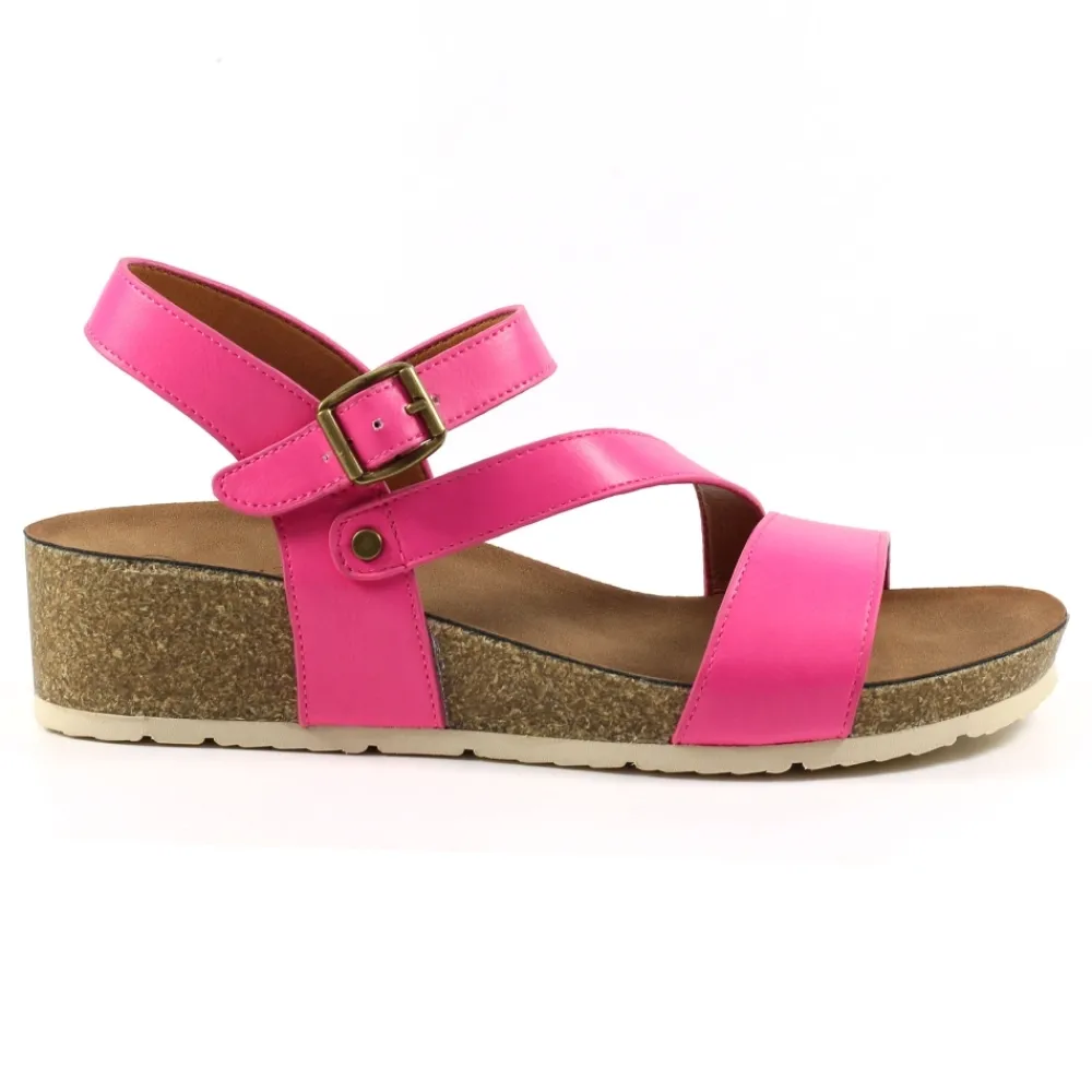 Wedges-Lunar Shoes Cluster Fuchsia Sandal