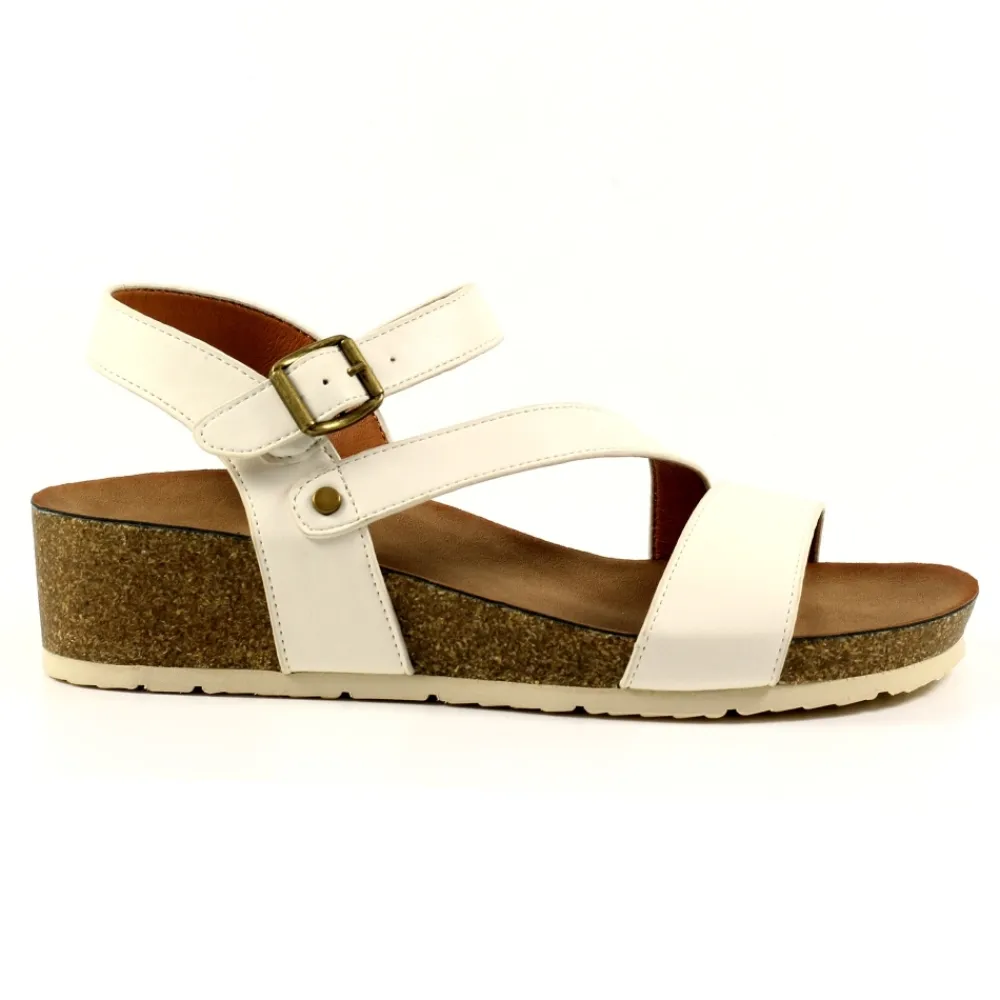 Wedges-Lunar Shoes Cluster White Sandal