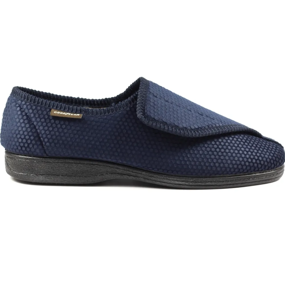 Mens Slippers-Lunar Shoes Columbus II Blue One Touch Slipper