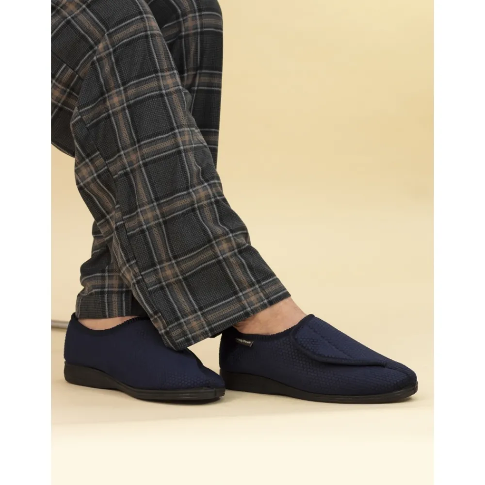 Mens Slippers-Lunar Shoes Columbus II Blue One Touch Slipper