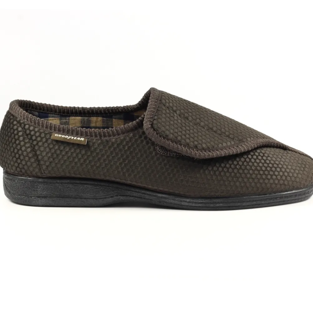 Mens Slippers-Lunar Shoes Columbus II Brown One Touch Slipper