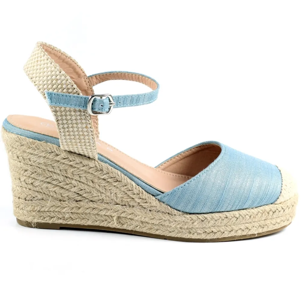 Wedges-Lunar Shoes Corbridge Pale Blue Wedge