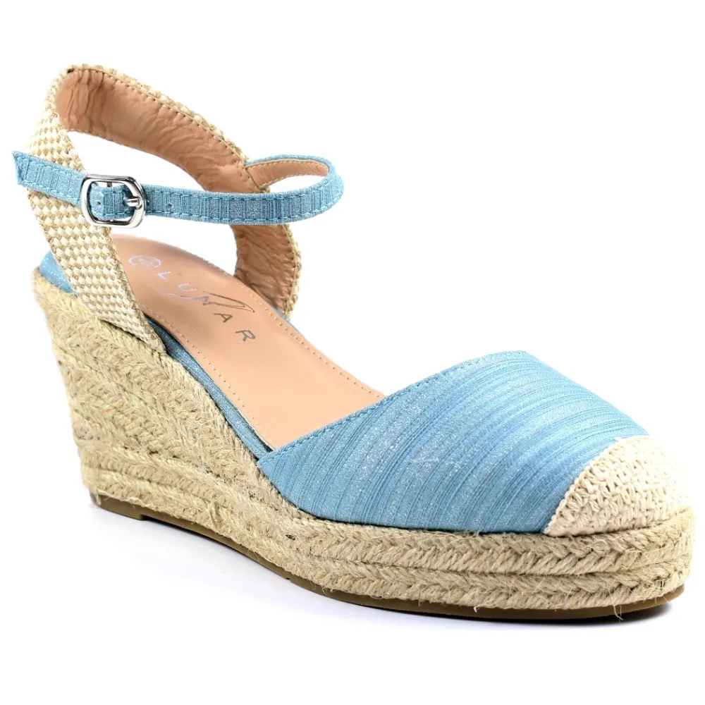 Wedges-Lunar Shoes Corbridge Pale Blue Wedge