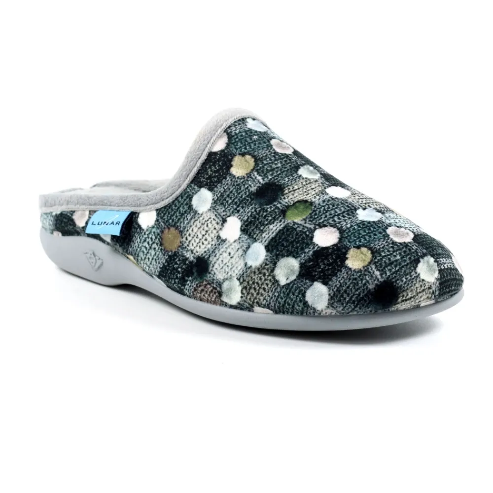 Mule-Lunar Shoes Crackle Grey Slip On Slipper