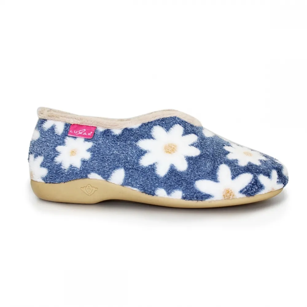 Moccasin-Lunar Shoes Daisy Blue Flower Slipper