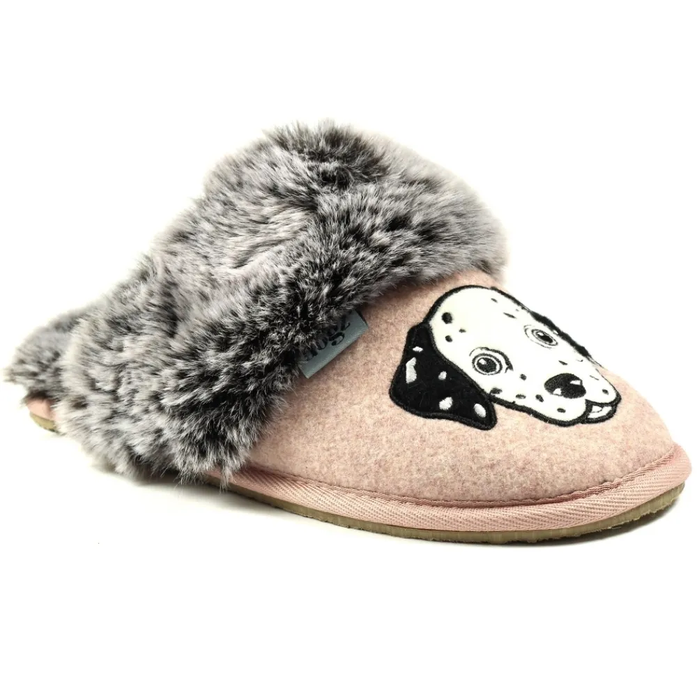 Womens Slippers | Mule-Lunar Shoes Dalmation Pink Mule Slipper