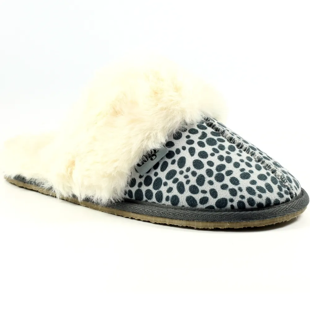 Womens Slippers | Mule-Lunar Shoes Dane Ocelot Suede Mule Slipper