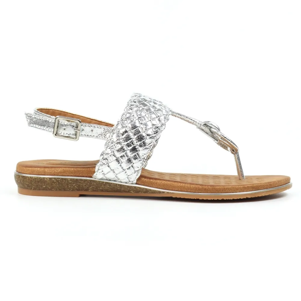 Toe Post-Lunar Shoes Dawley Silver Sandal