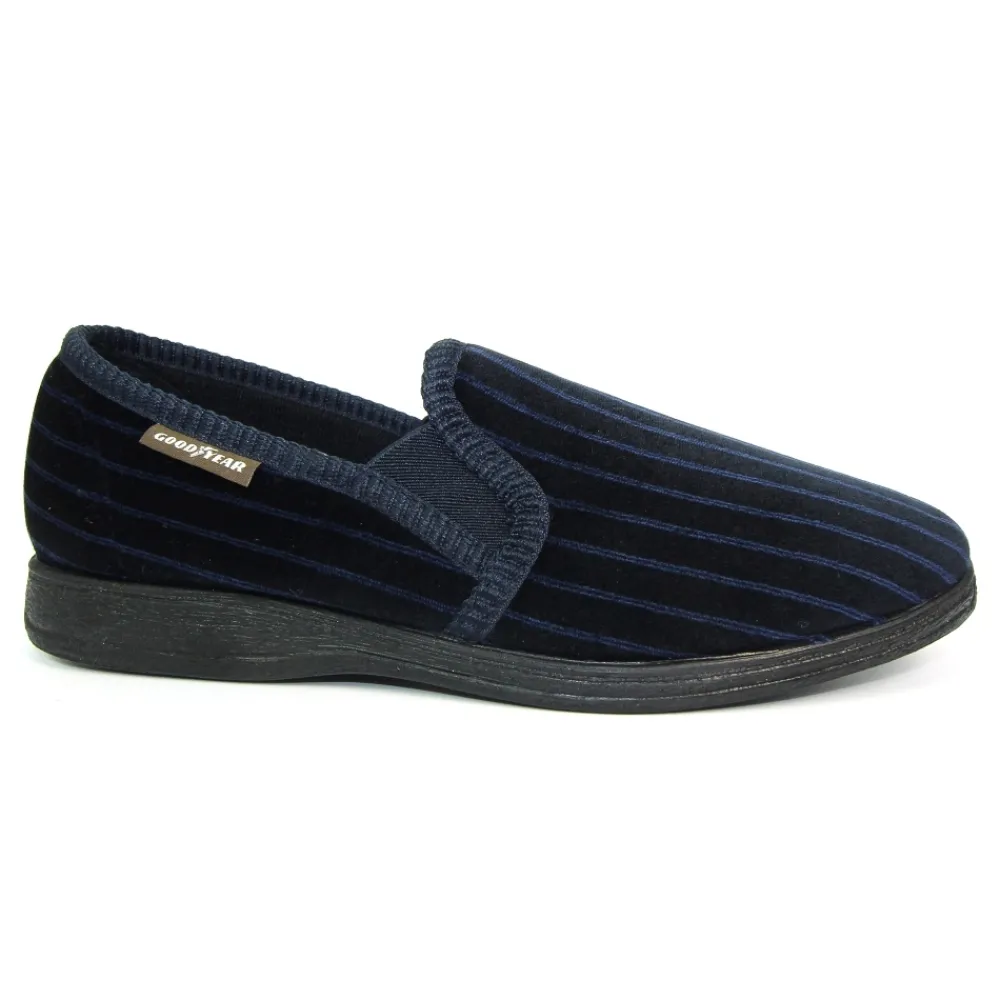 Mens Slippers-Lunar Shoes Don Full Blue Soft Slipper