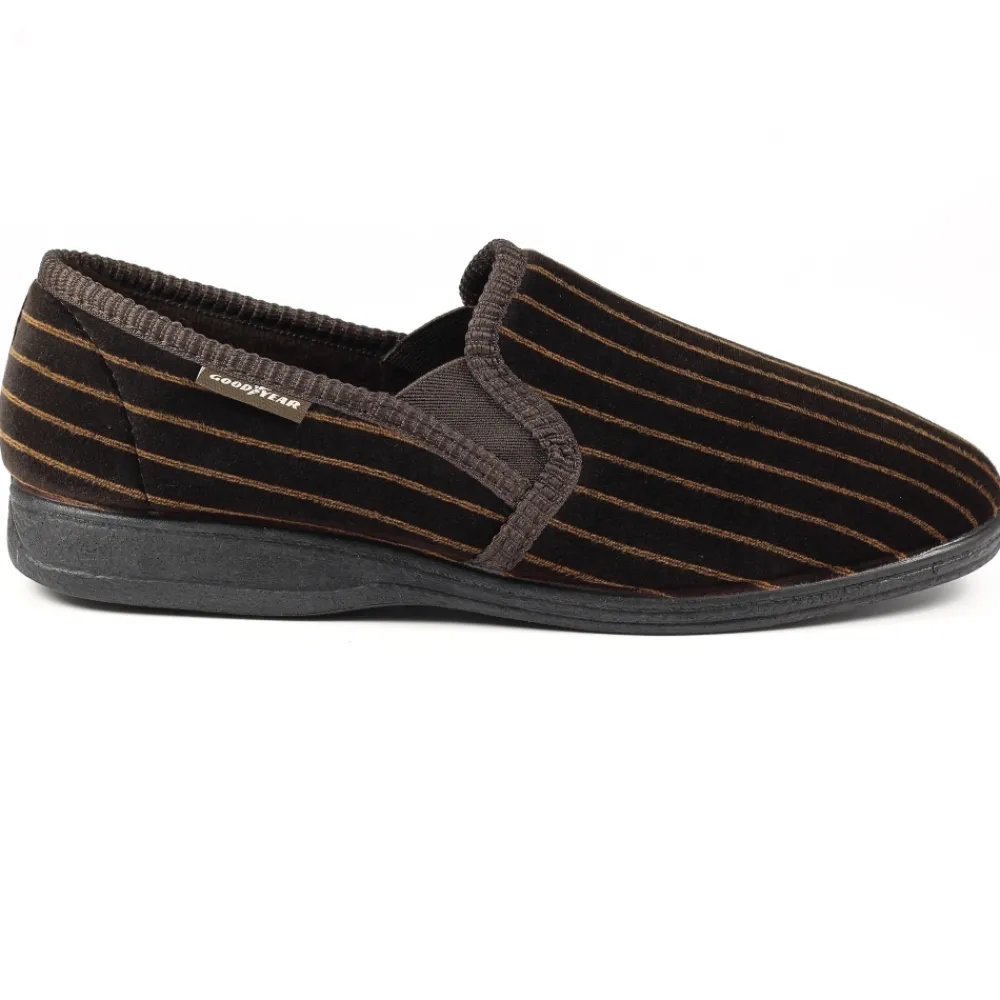 Mens Slippers-Lunar Shoes Don Full Brown Soft Slipper