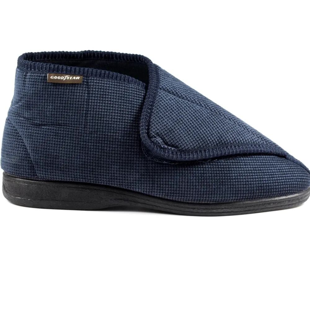 Mens Slippers-Lunar Shoes Drake Blue Bootee Slipper