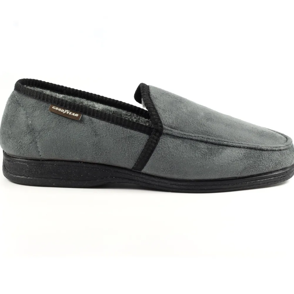 Mens Slippers-Lunar Shoes Eden Grey Slipper