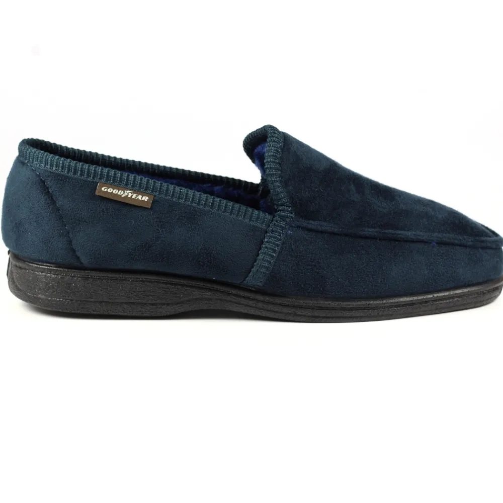 Mens Slippers-Lunar Shoes Eden Navy Slipper