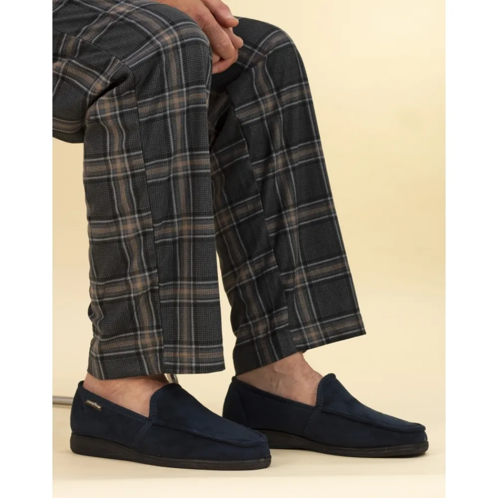 Mens Slippers-Lunar Shoes Eden Navy Slipper