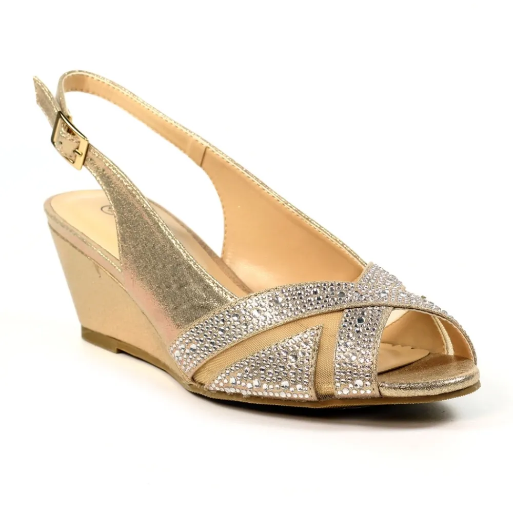 Shoes & Matching Bags | Wedges-Lunar Shoes Emmerline Gold Slingback Wedge