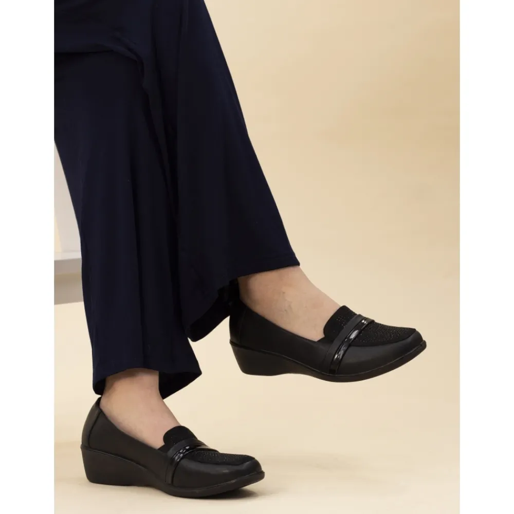 Wedges | Comfort Shoes-Lunar Shoes Esther Black Comfort Wedge Shoe