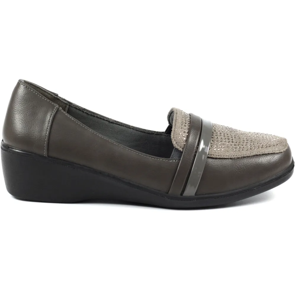 Comfort Shoes | Wedges-Lunar Shoes Esther Grey Comfort Wedge Shoe