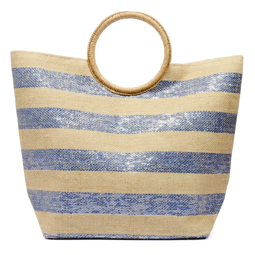 Beach-Lunar Shoes Evie Blue Stripe Beach Bag