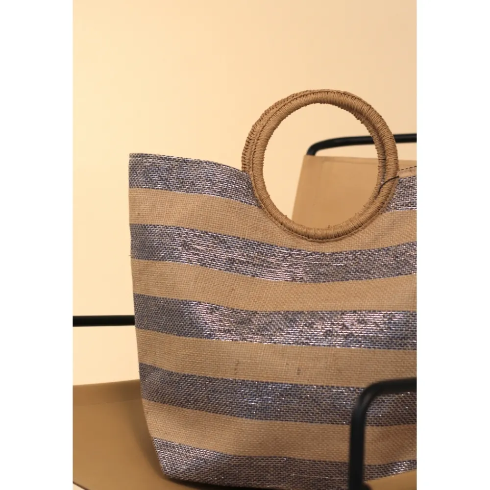 Beach-Lunar Shoes Evie Blue Stripe Beach Bag