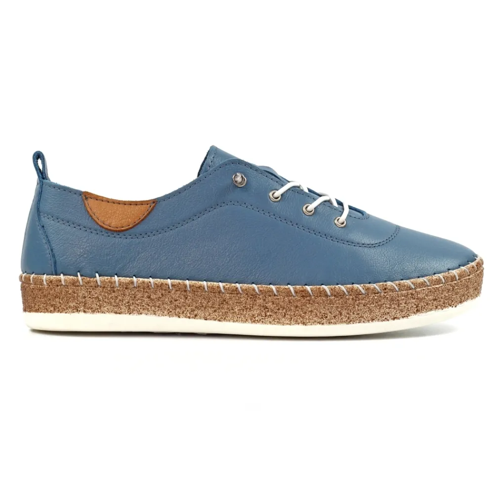 Pumps | Flats-Lunar Shoes Evie Mid Blue Leather Plimsoll